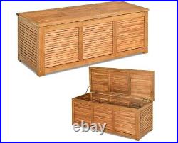 180L Acacia Wood Deck Box with Flexible Hinges Handle 120 x 45 x 45cm Breathable