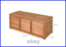 180L Acacia Wood Deck Box with Flexible Hinges Handle 120 x 45 x 45cm Breathable