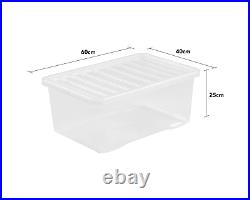 18 x 45L Crystal Container With Lid Plastic Storage Box Stackable Home Office UK