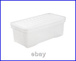 18 x 62L Large Clear Plastic Storage Boxes with Lids Underbed Storage Containers