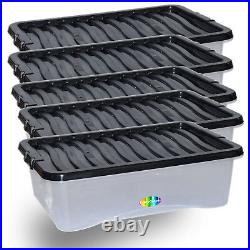 1,2,5,10 32L 32 Litre Large Plastic Storage Clear Box Strong Stackable Container