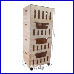 1-4 Tier Large Wooden Stacking Storage Boxes Crates Chest Trunk Cut-out Front