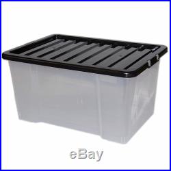 200 X 50litre Plastic Storage Box! Quality Container With Black Lid! Stackable