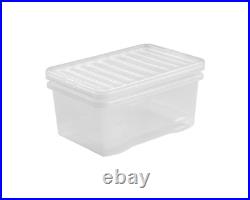 20 x 45L Crystal Container With Lid Plastic Storage Box Stackable Home Office UK