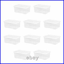 20 x 45L Crystal Container With Lid Plastic Storage Box Stackable Home Office UK