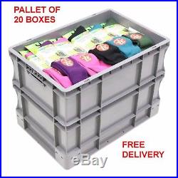 20x 90 Litre Large Heavy Duty Grey Plastic Euro Storage Container Boxes Box Bins