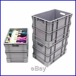 20x 90 Litre Large Heavy Duty Grey Plastic Euro Storage Container Boxes Box Bins
