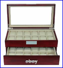 24 Oversized Extra Large Wood Watch Box Display Case Storage Jewelry Organizer