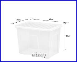 25L 80L Crystal Clear Plastic Storage Container Boxes with Secure Clip on Lid