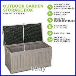 272 Litre Outdoor Storage Box Garden Patio Plastic Chest Lid Container Multi box