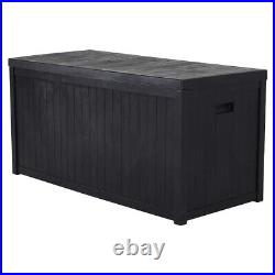 290/430L Garden Storage Boxes withLid Hollywood Wood Effect Plastic Deck Container
