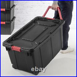 2 PACK Sterilite Latch Tote Storage Box 40 Gallon Wheels Container Case Stack