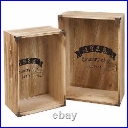 2 Piece Wooden Storage Boxes Crates Country Club Nested Sturdy Fruit Veg Food