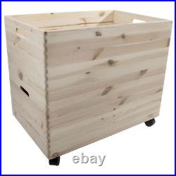 2 Tier Extra Large Plain Wooden Storage Open Box Crate Stacking Container Wheels