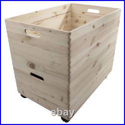 2 Tier Extra Large Plain Wooden Storage Open Box Crate Stacking Container Wheels