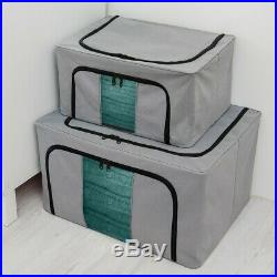 2xClothing Organizer Bags Foldable Storage Box Large Capacity Clear Collapsible