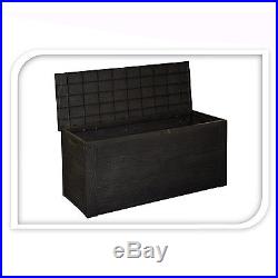 300l Black Wood Grain Plastic Garden Storage Box Patio Furniture Outside Cushion