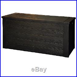 300l Black Wood Grain Plastic Garden Storage Box Patio Furniture Outside Cushion