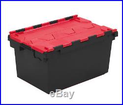 30 Plastic Crates 80L Lidded Stackable Recycled Black