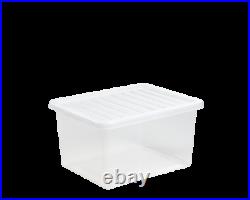30 x 37 Litre Clear Plastic Large Storage Box With Lids UK Made