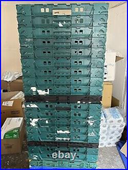 32 plastic packing crates, 2 Sizes, Medium And large