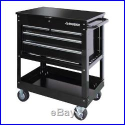 33 in 4 Drawer Mechanics Tool Box Utility Cart Smooth Drawer Storage in Black