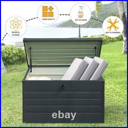 350L Garden Storage Box Utility Chest Cushion Shed Metal Large Outdoor Garden