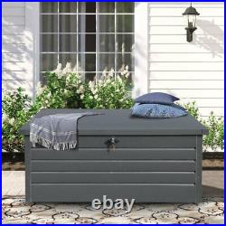 350 Litre Garden Deck Storage Box Steel Outdoor Chest Weatherproof Durable Patio