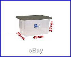 35 Litre Large Plastic Clear Storage Boxes Set Container with Lid On Sale 135