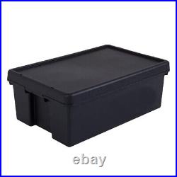 36L/45L/92L Heavy Duty Storage Box With Lids Recycled Plastic Stackable Black UK
