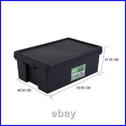 36L/45L/92L Heavy Duty Storage Box With Lids Recycled Plastic Stackable Black UK