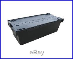 3 LARGE Nearly New Black Plastic Removal Storage Crate Container 135 Litre