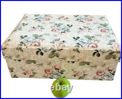 3 LARGE Stackable Storage boxes padded floral fabric Superb Vintage Condition