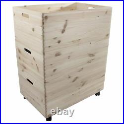 3 Tier Extra Large Plain Wooden Storage Open Box Crate Stacking Container Wheels