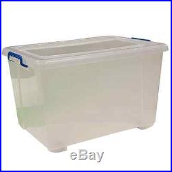 3 x Large 90L Heavy Duty Clear Plastic Storage Box With Lid Container Boxes