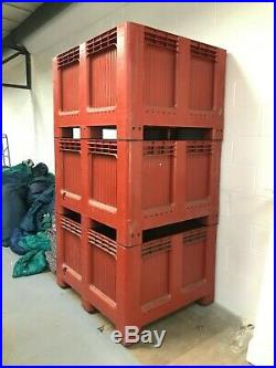 3 x Plastic Pallet Box Crate Storage Bin Brown Large
