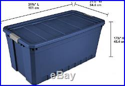 3pk Plastic Storage Containers Large Blue 50 Gallon Stacking Bin Box Tote W Lid