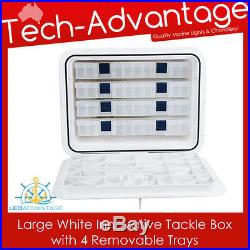 435MM x 335MM BOAT WHITE LARGE WHITE INNOVATIVE TACKLE STORAGE BOX + 4 TRAYS