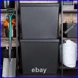 45L/62L/92L Black Heavy Duty Recycled Plastic Stackable Storage Box Lids