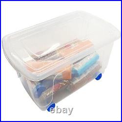 45L & 70L Large Plastic Home/School Reinforced Storage Boxes On Wheels With Lids