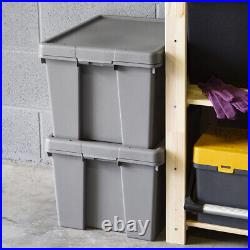45L Grey Storage Box & Lid Upcycled Plastic Heavy Duty Container Home Office