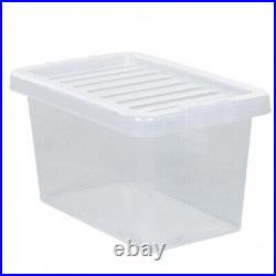 45L Plastic Clear Stackable Large Storage Box with Lid Nestable Container Boxes