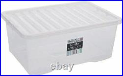 45L Wham Crystal Stacking Plastic Large Storage Box Container & Clear Clip Lid