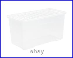 4L-110L Crystal Clear Plastic Storage Container Boxes with Secure Clip on Lid UK