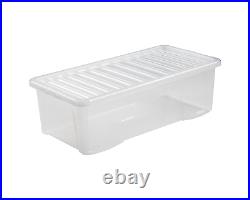 4L to 110L Storage Boxes With Lid Crystal Clear Plastic Stackable Containers Box
