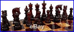 4Q BUD ROSEWOOD Large 4 3/8 Staunton LUXURY Chess Men Set with Tray Storage Box