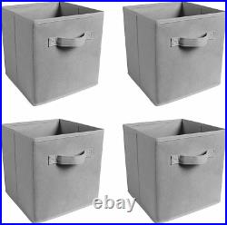 4X Canvas Storage Boxes Foldable Basket Cube Magazine Bookcase Shelving Shelf