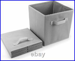 4X Canvas Storage Boxes Foldable Basket Cube Magazine Bookcase Shelving Shelf