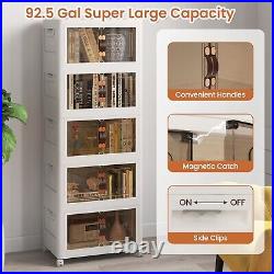 4 Pack Stackable Storage Cabinet Folding Home Organizer Lockable Wheels 92 Gal