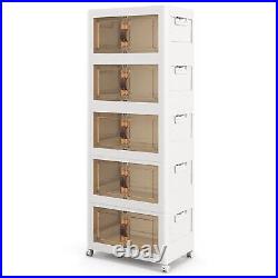 4 Pack Stackable Storage Cabinet Folding Home Organizer Lockable Wheels 92 Gal